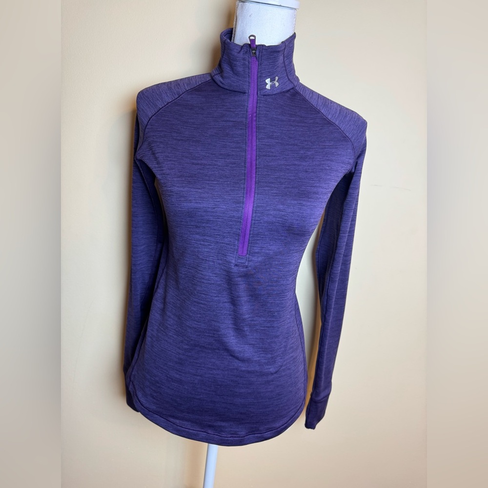 Under Armour Womens Tech Heathered Purple Half-Zip Long Sleeve Top small